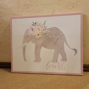 Elephant Nursery Wall Art Pink Love Big